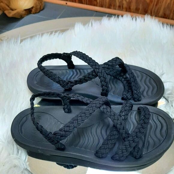 Womans MEZINYA BLACK Rope Sandals sz‎ 9 New - Picture 3 of 6